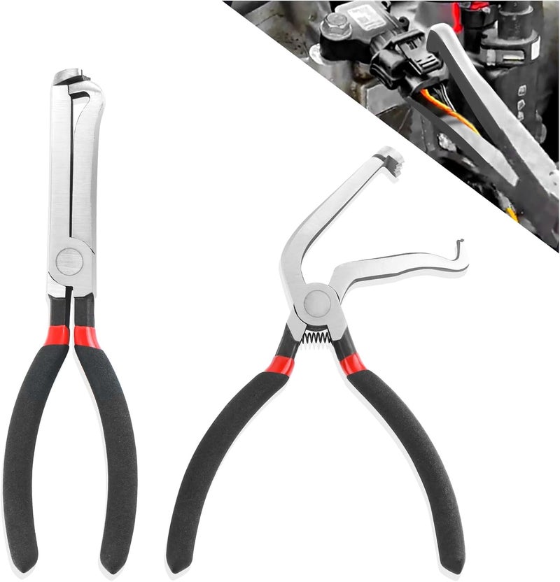 Figpade 2PCS Electrical Disconnect Pliers for Cars Kit with 60° Elbow & Straight,Multi-Purpose Electrical Connector Pliers for Hoses,Spark Plugs,Antirust Fuel Line Plier for Car Repair - Image 1